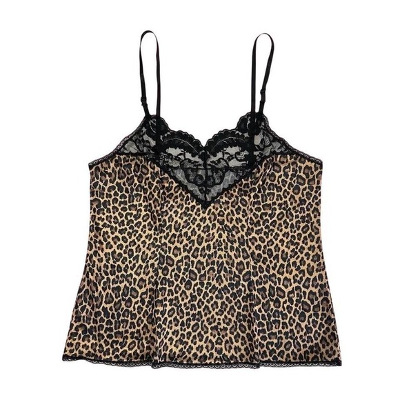 Lace‎ Cami Leopard Print Spaghetti Strap Tank Top Lingerie Style - Picture 1 of 5